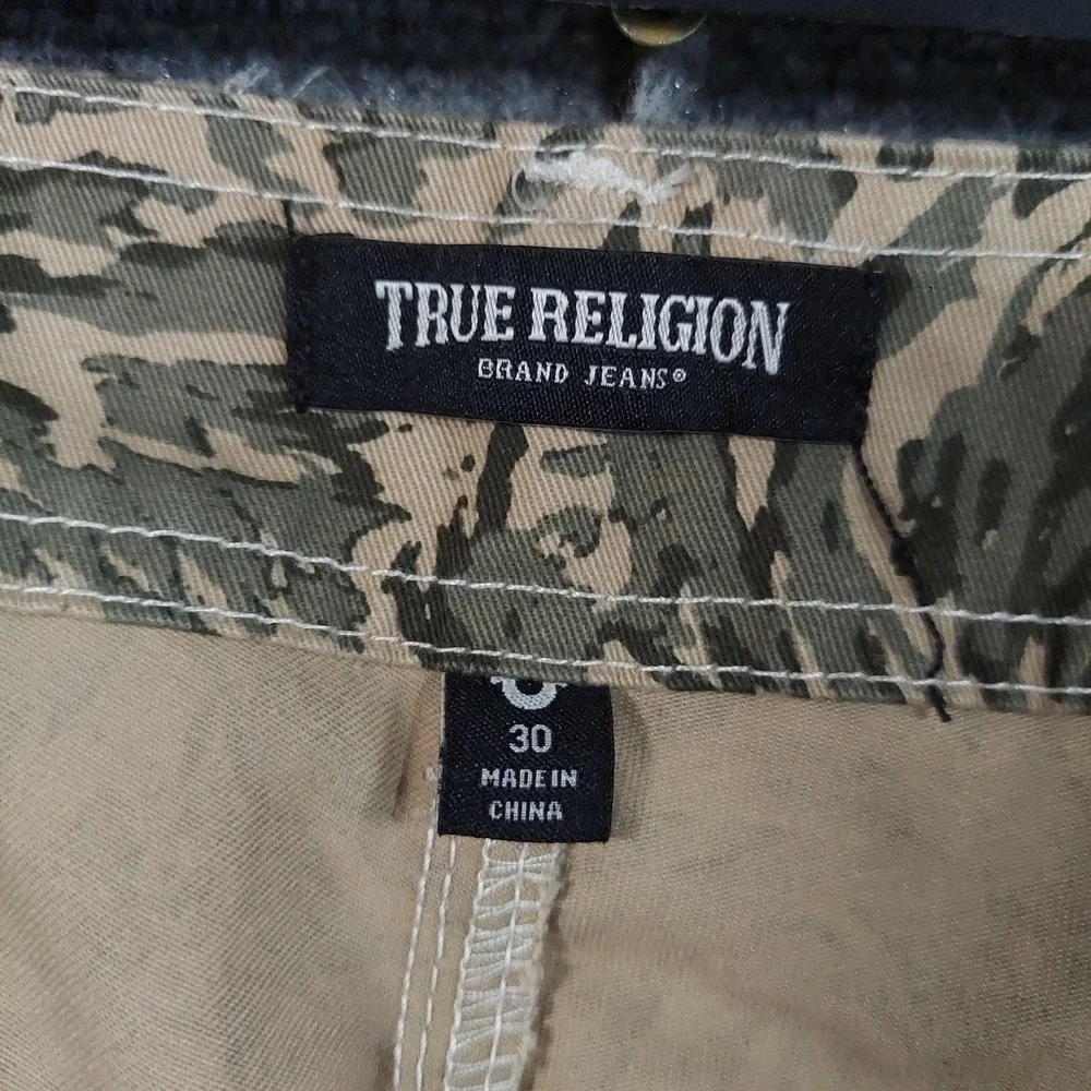 NEW True Religion Pants Mens 30x32 Green Camo SN Cargo Abstract Camo Army
